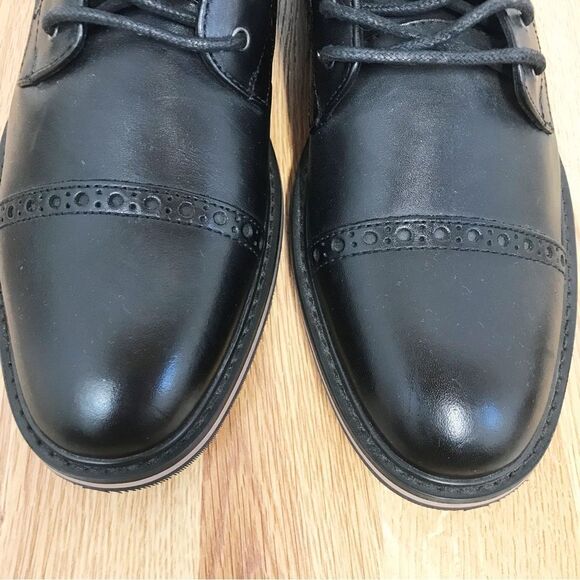 EXPRESS Black Leather Oxford Ankle Boot Cap Toe Cuffed Dress Shoe Size 8 New - Picture 4 of 14